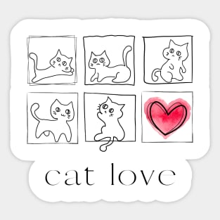 Five cute cats in square frame and one heart Sticker